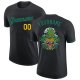 Men's Custom Black Kelly Green-Gold Skull Pineapple Head Performance T-Shirt