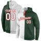 Men's Custom Stitched Green White-Red Split Fashion Sports Pullover Sweatshirt Hoodie