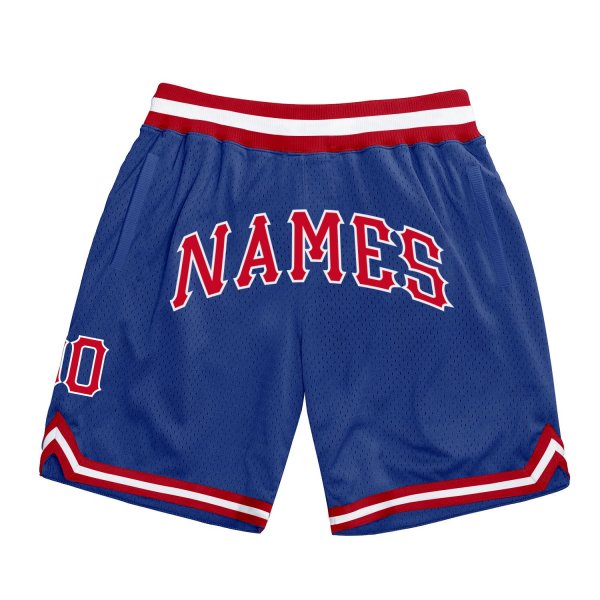 Men's Custom Royal Red-White Authentic Throwback Basketball Shorts