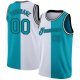 Men's Custom White Teal-Black Authentic Split Fashion Basketball Jersey